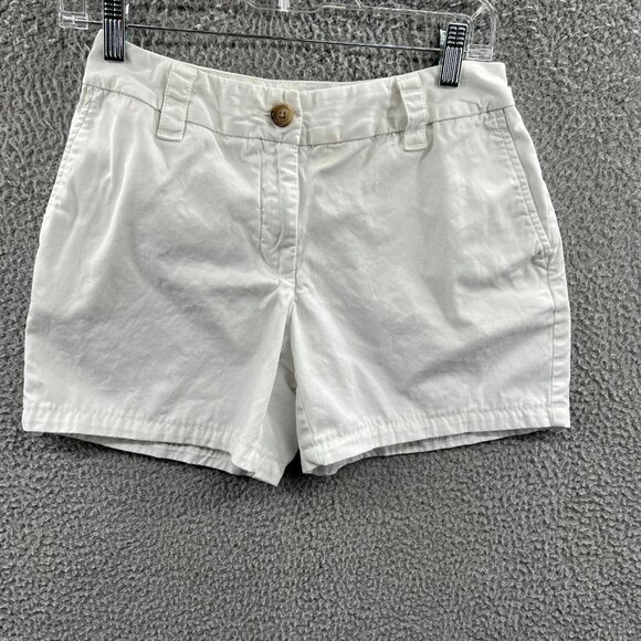 Lands End Womens Shorts 2‎ White Chino Low-Rise Zip Front Pockets - Picture 1 of 11